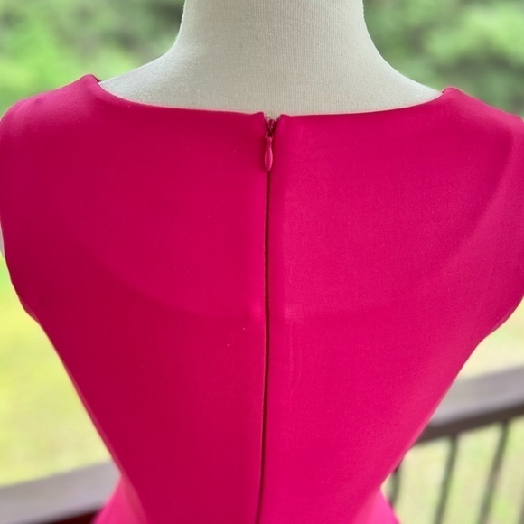 Cynthia Rowley 💵 Fit & Flare Size 4 Barbie Pink Dress w/ Pockets Scalloped Hem - Picture 4 of 13